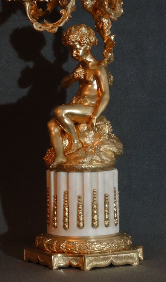 Pair Of Large Candelabras Showing Daphnis And Chloe Nineteenth"