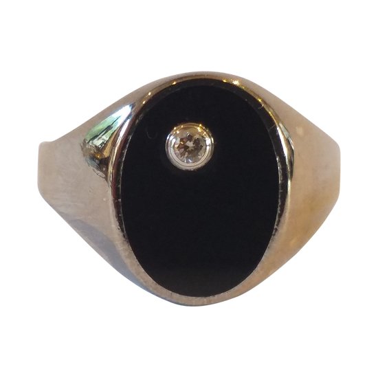 Onyx and diamond signet ring