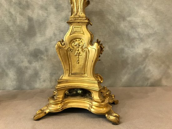 Pair Of Louis XV Napoleon III gilt bronze candelabra