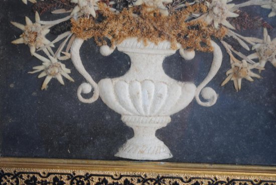 Souvenir Des Alpes Composition De Fleurs Séchées Fin XIXème