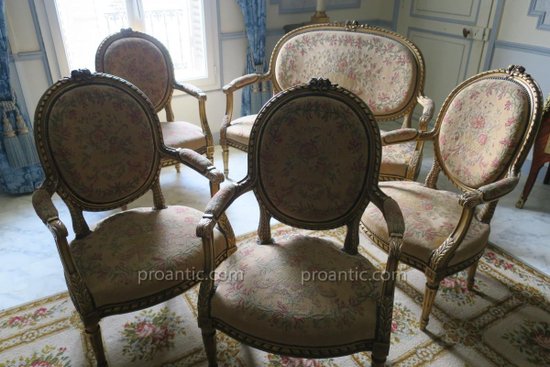Salon En Bois Sculpté Et Doré De Style Louis XVI Napoléon III