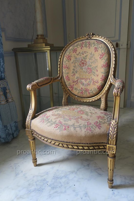Salon En Bois Sculpté Et Doré De Style Louis XVI Napoléon III