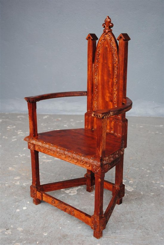 Serie Di 4 Poltrone Stile Gotico In Palissandro