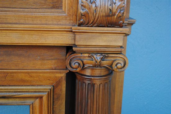 Spectacular Renaissance Style Walnut Fireplace, Late 19th Century