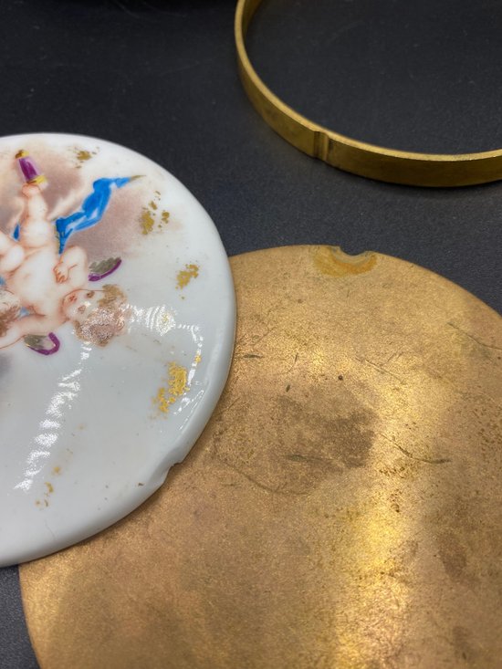 BRONZE AND PORCELAIN TRAY