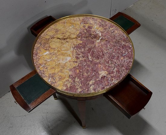 Tavolo Bouillotte in Mogano, Stile Luigi XVI - Inizio XX Secolo