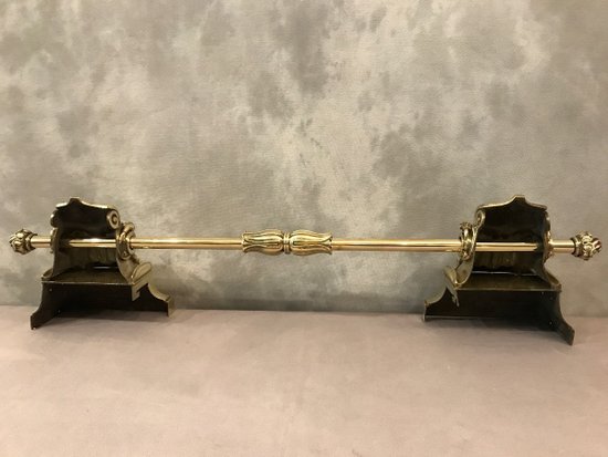 Fireplace bar, fireplace bar in bronze and brass, 19th Restoration period