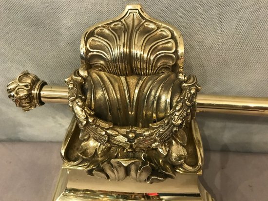 Fireplace bar, fireplace bar in bronze and brass, 19th Restoration period