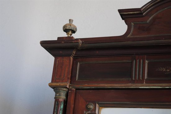 Mobiletto in stile Luigi XVI in mogano e ottone, fine Ottocento
