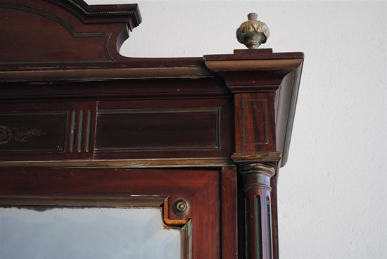 Mobiletto in stile Luigi XVI in mogano e ottone, fine Ottocento
