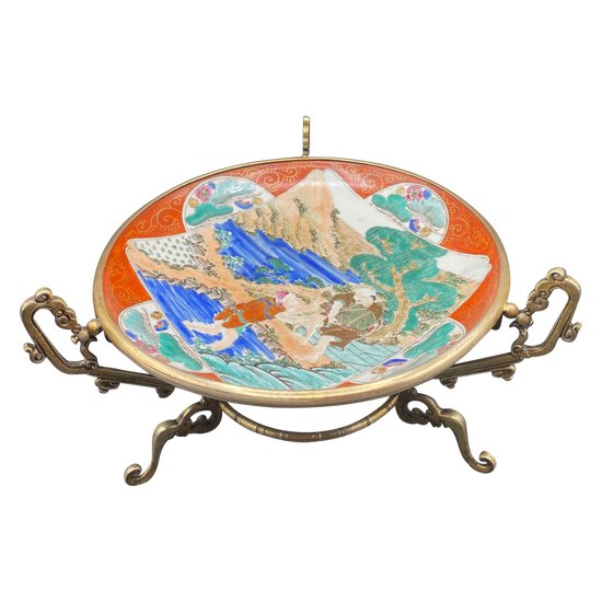 PLATE KUTANI MOUNTED BRONZE
