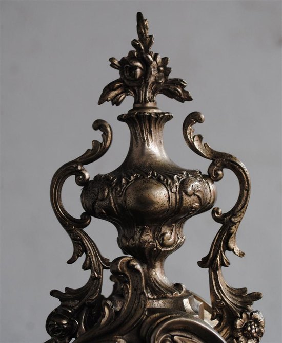 Pendule Garniture Rocaille En Bronze Argenté Style Louis XV