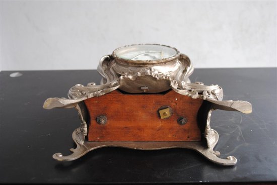 Pendule Garniture Rocaille En Bronze Argenté Style Louis XV