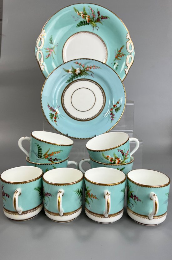 19thc Aesthetic Period tea/coffee service. Prob. Davenport dec by Williamsons. 
