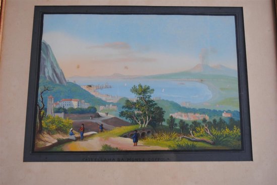 Italian gouache Castellama Da Monte Coppola XIXth