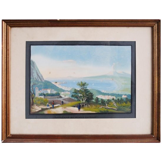 Italian gouache Castellama Da Monte Coppola XIXth