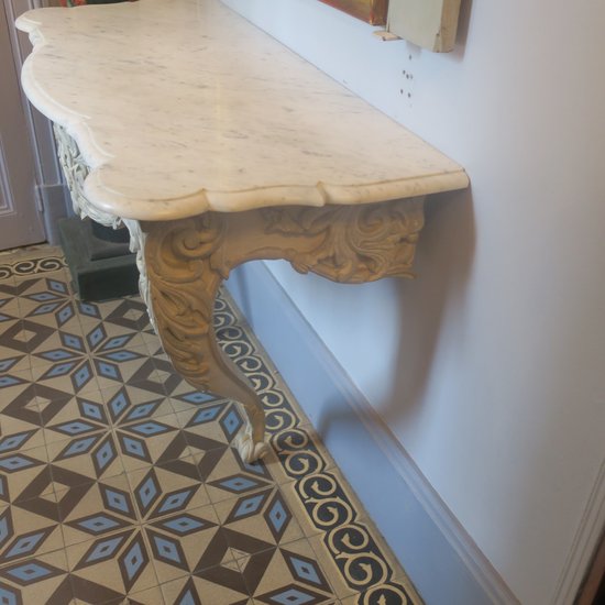 console en bois sculpté peint 