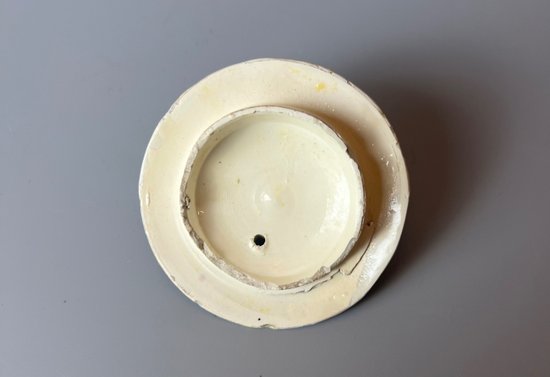 A Leeds Creamware Ovoid Teapot and Cover, c.1775,  with entwined handles.