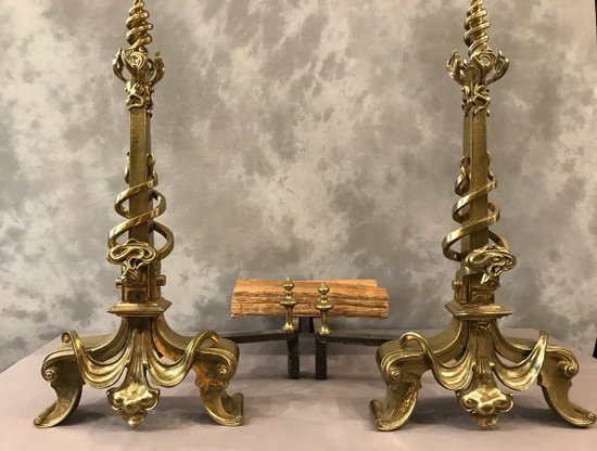 Paar Bronze-Raupen im Jugendstil im Geschmack von GUIMARD