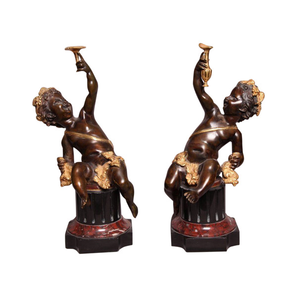 Paire De Bacchus En Bronze d'époque 19ème