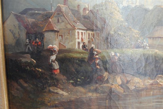 Peinture Scène Lacustre Par Héroult (1802-1853) XIXème