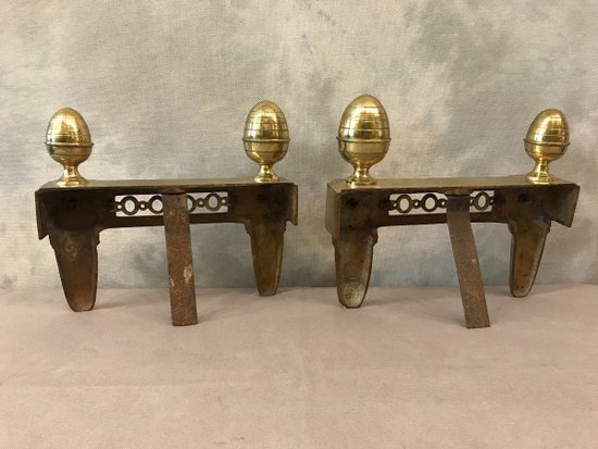 Antique Louis XVI bronze andirons