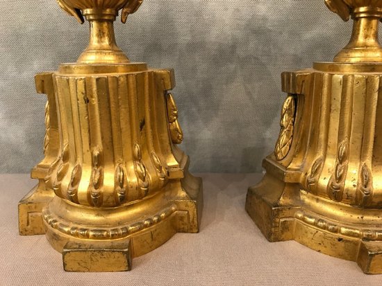 Chenets anciens En Bronze d'époqueTransition 18ème