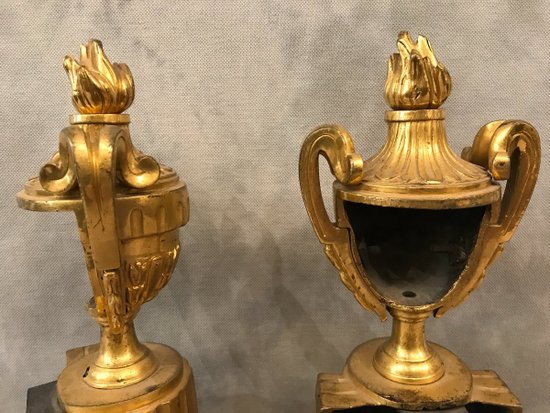 Chenets anciens En Bronze d'époqueTransition 18ème