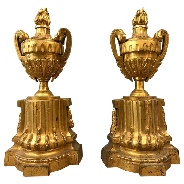 Chenets anciens En Bronze d'époqueTransition 18ème