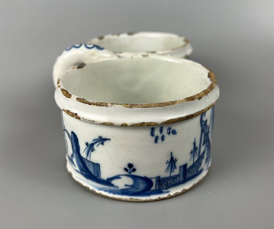 A rare mid 18thc Worcester "Gazebo" pattern coffee cup c1755-9