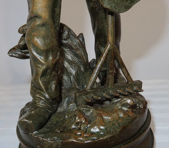 Bronzo "The Harvester" firmato E. Constant Favre - Inizio XX secolo