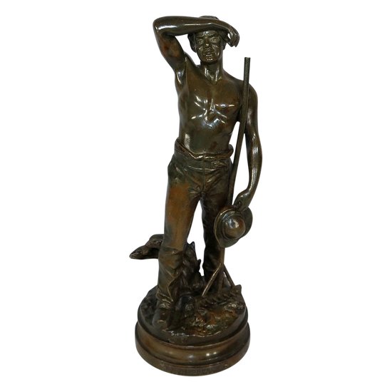 Bronze "The Harvester" signiert E. Constant Favre - Anfang des 20. Jahrhunderts