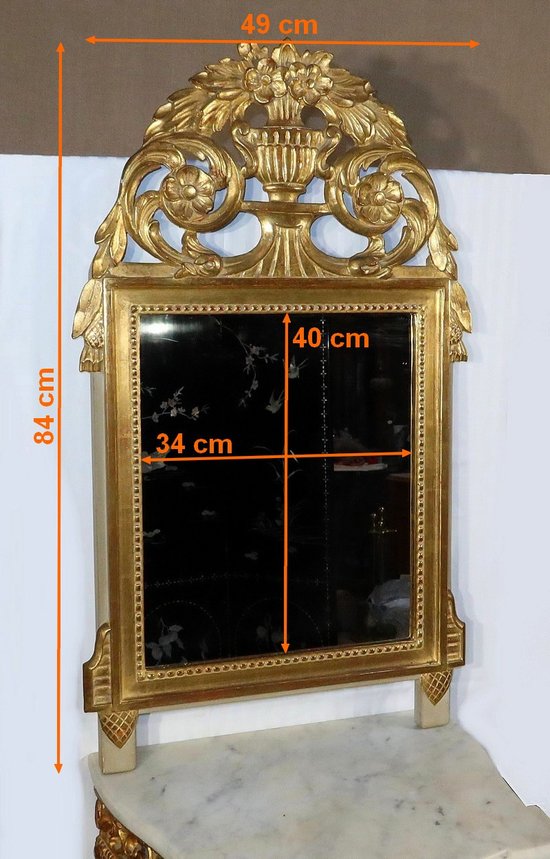 Goldener Holzspiegel im Stil Louis XVI - Anfang des 20. Jahrhunderts