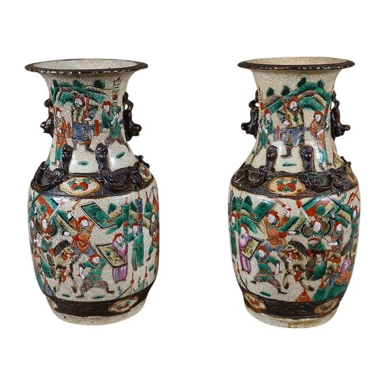 Pair of Nanjing Porcelain Vases, China - Late 19th Century