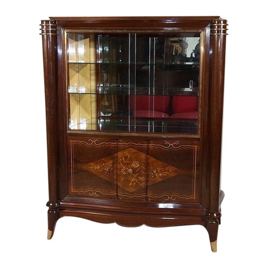 Showcase cabinet in Rio Rosewood, attributed to J. Leleu, Art Deco – 1940