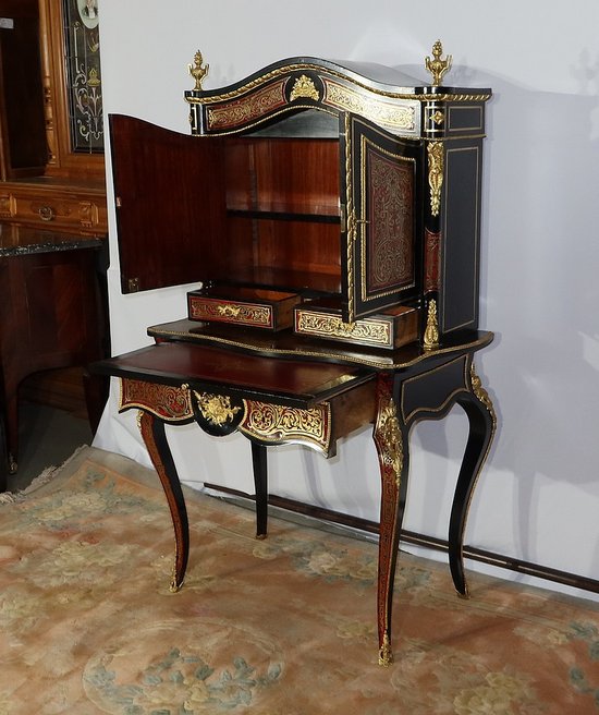 Piccolo Stipo in Intarsio Boulle, Epoca Napoleone III - Metà XIX Secolo