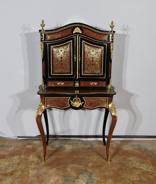 Piccolo Stipo in Intarsio Boulle, Epoca Napoleone III - Metà XIX Secolo