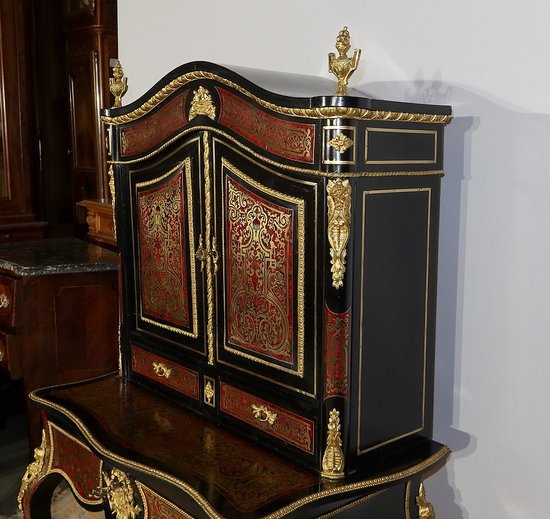 Piccolo Stipo in Intarsio Boulle, Epoca Napoleone III - Metà XIX Secolo