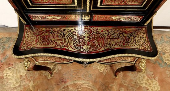Piccolo Stipo in Intarsio Boulle, Epoca Napoleone III - Metà XIX Secolo