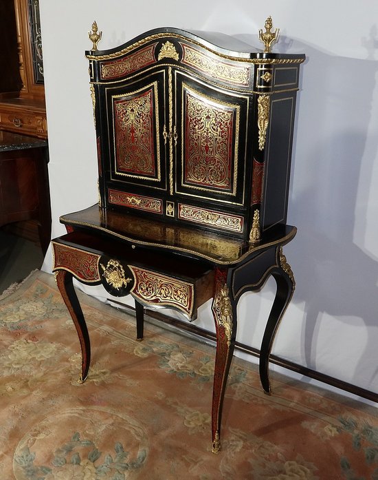 Piccolo Stipo in Intarsio Boulle, Epoca Napoleone III - Metà XIX Secolo