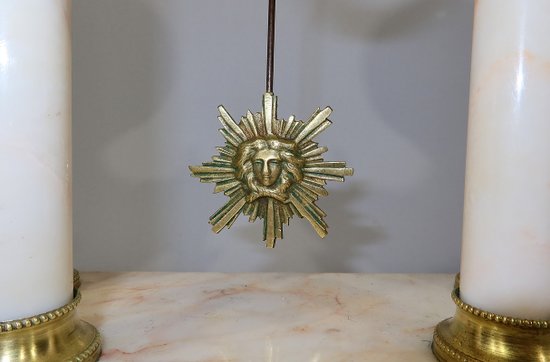 Marble and Bronze Fireplace Set, Louis XVI – 19th Style