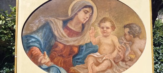 Großes dekoratives Gemälde Jungfrau und Kind / Giuseppe Mazzei XIXth