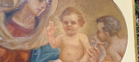 Großes dekoratives Gemälde Jungfrau und Kind / Giuseppe Mazzei XIXth
