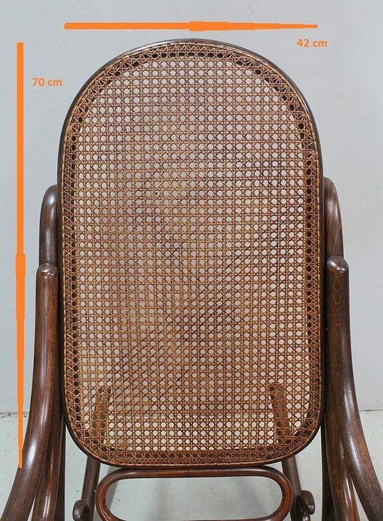 Rocking Chair et son Repose pieds en Hêtre, esprit Thonet – 1900