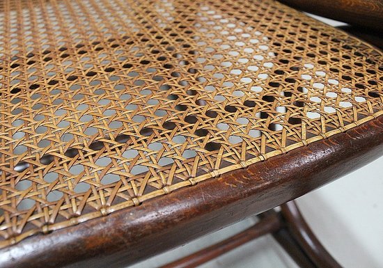 Rocking Chair et son Repose pieds en Hêtre, esprit Thonet – 1900