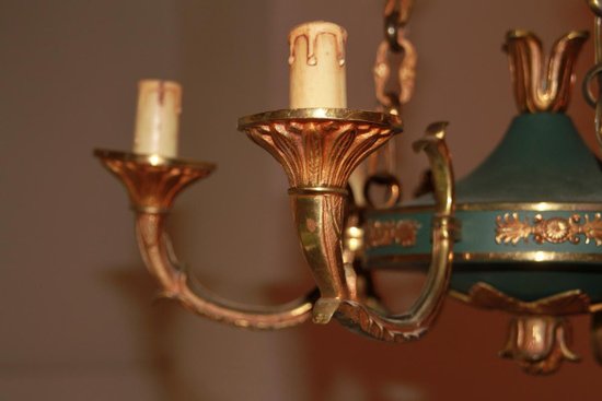 Lampadario in bronzo stile impero
