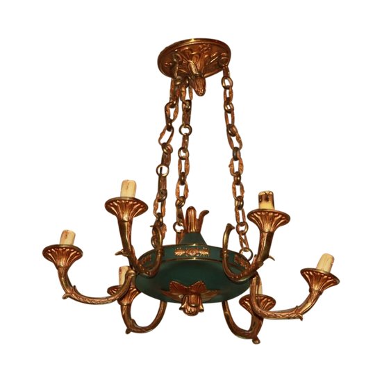 Lampadario in bronzo stile impero