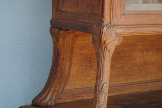 Large Two Art Nouveau Oak Body Decor Herons