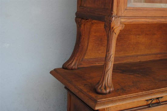 Large Two Art Nouveau Oak Body Decor Herons