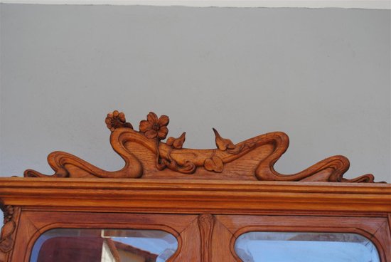 Large Two Art Nouveau Oak Body Decor Herons